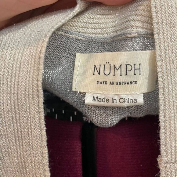 Vintage NUMPH Gray Silver Threads Oversized Top Drop shoulder sleeves less sz XS - Picture 4 of 8